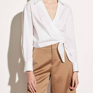 Vince Cotton Poplin Wrap Top